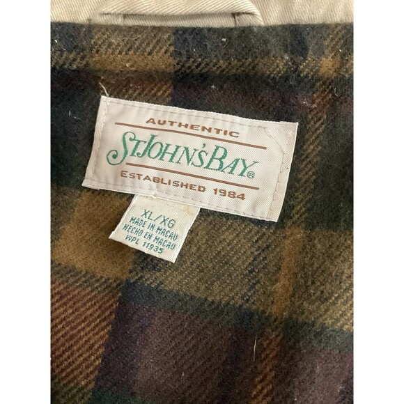 VTG St Johns Bay Mens Leather Collar Barn Chore Coat XL Beige 90s Outdoors - Picture 4 of 11